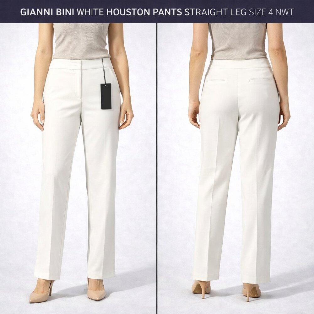 Gianni Bini White Houston Bas Pants Straight Leg Size 4 NWT